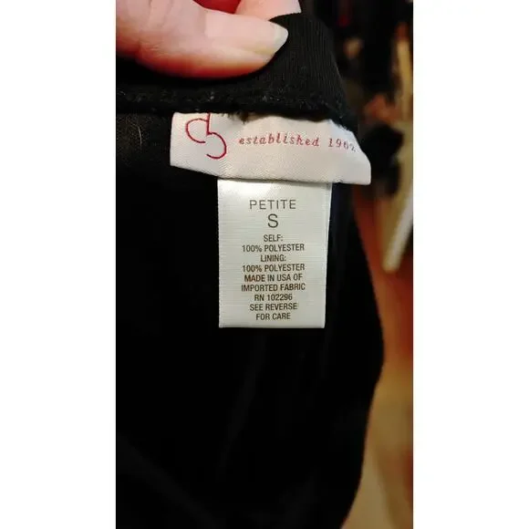 DB Established Pants Wide Leg Pull-On Sheer Overlay Small Petite Black - Picture 2 of 3